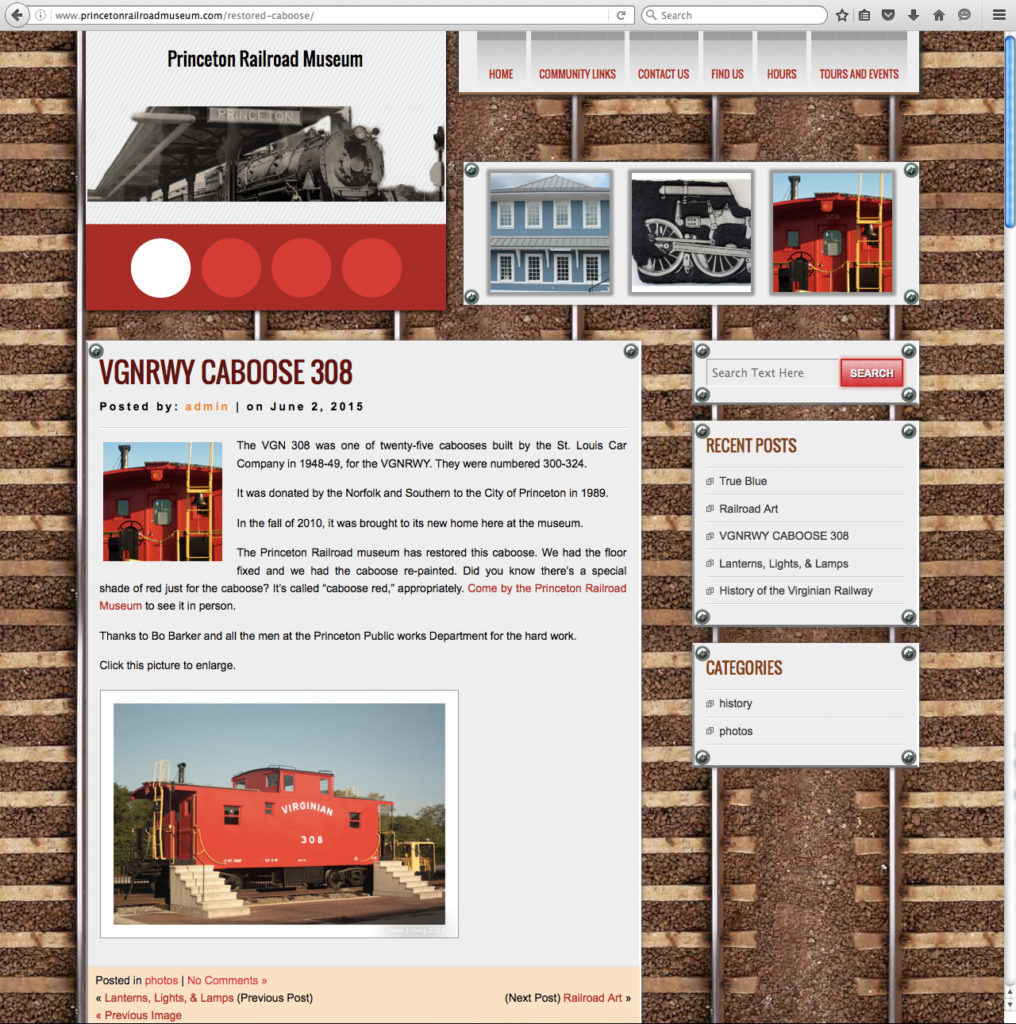 Rail Road Museum Website Screenshot