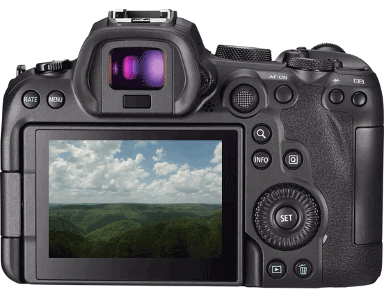 Camera with photo of mountains